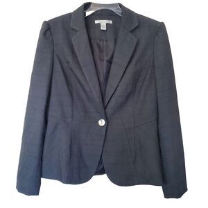 Kenneth Cole New York Blazer Jacket Women's Black Gray Business Open-Front Sz 6